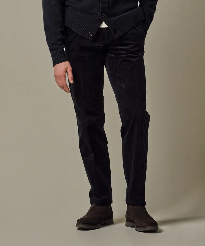 Profuomo Relaxed Fit Chino – Blauw-99% cotton, 1% elastan-HEREN BROEKEN-Blauw