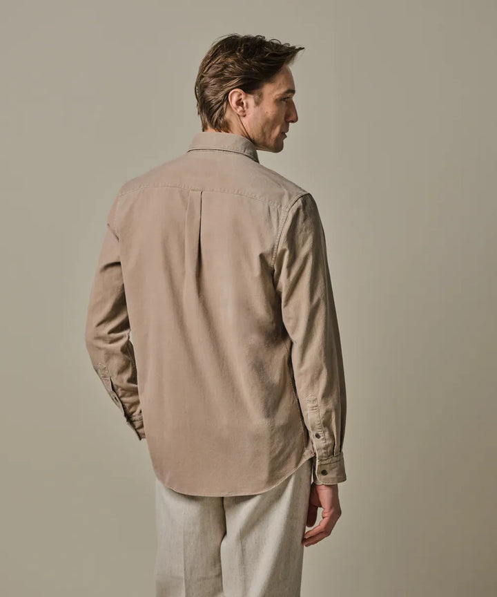 Profuomo Relaxed Fit Corduroy Shirt – Beige-100% katoen-HEREN SHIRTS-Beige