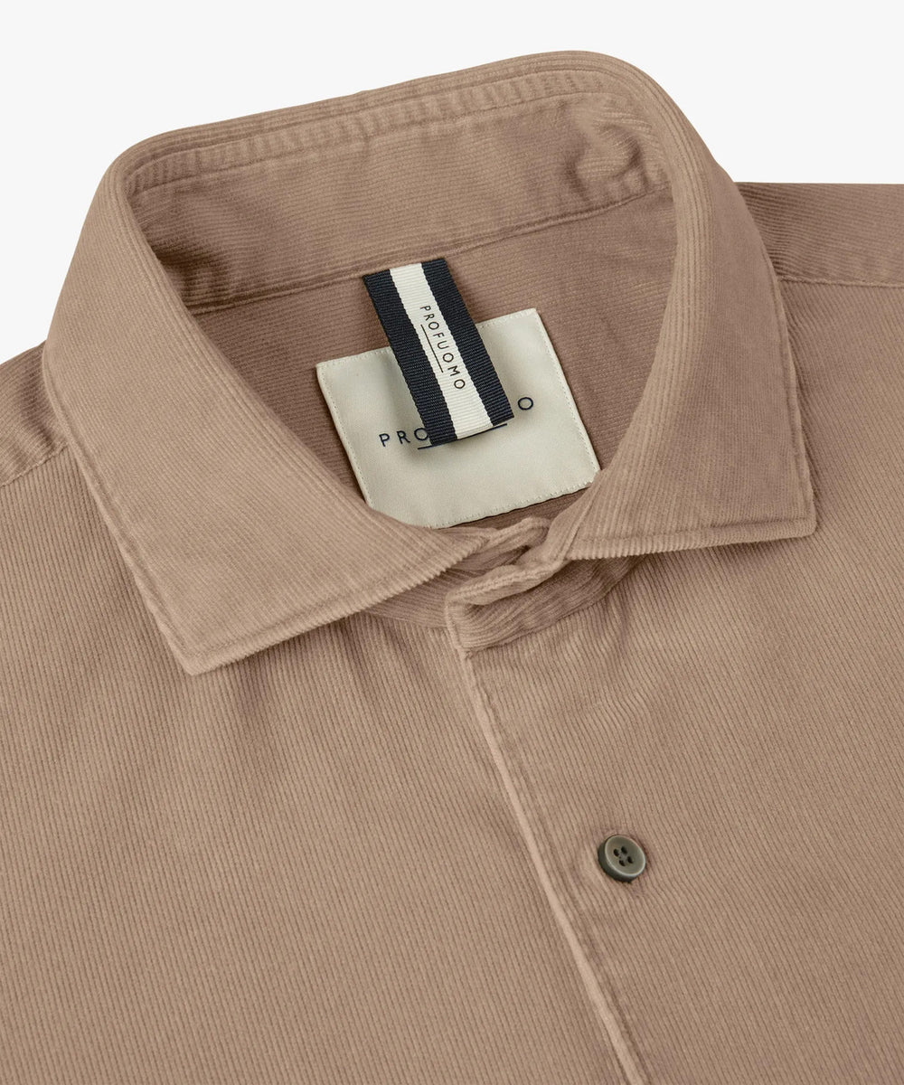 Profuomo Relaxed Fit Corduroy Shirt – Beige-100% katoen-HEREN SHIRTS-Beige