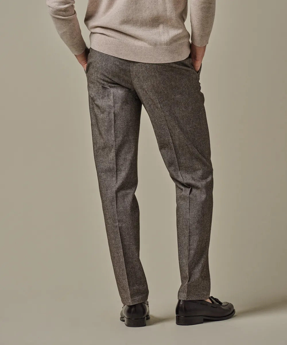 Profuomo Relaxed Fit Flannel Chino – Bruin-46% cotton, 33% polyester, 18% viscose, 3% elastaan-HEREN BROEKEN-Bruin