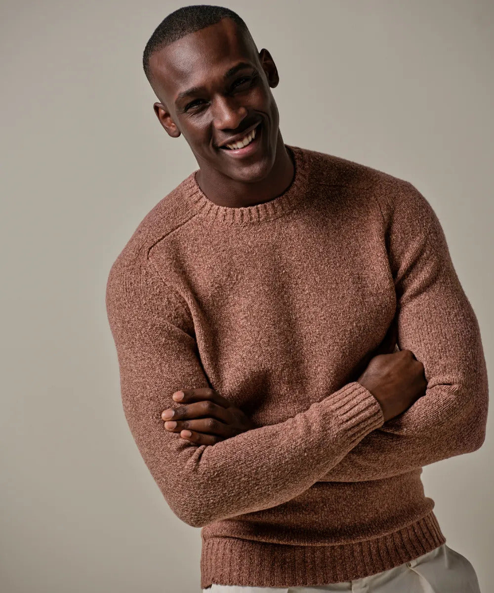 Profuomo rode boiled wollen crewneck-50% Wol / 28% Katoen / 21% Nylon / 1% Elastan-HEREN TRUIEN & VESTEN-Rood