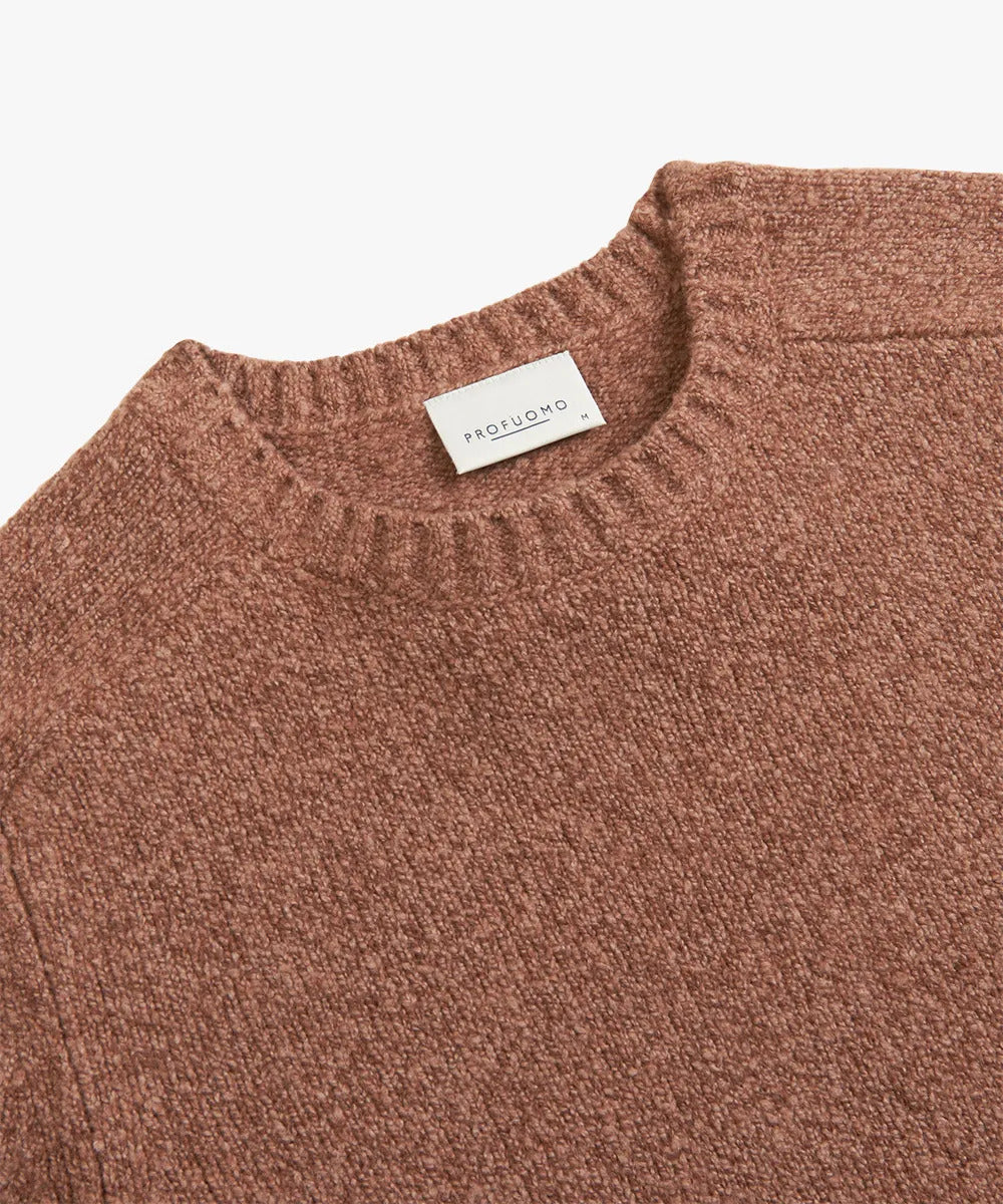 Profuomo rode boiled wollen crewneck-50% Wol / 28% Katoen / 21% Nylon / 1% Elastan-HEREN TRUIEN & VESTEN-Rood