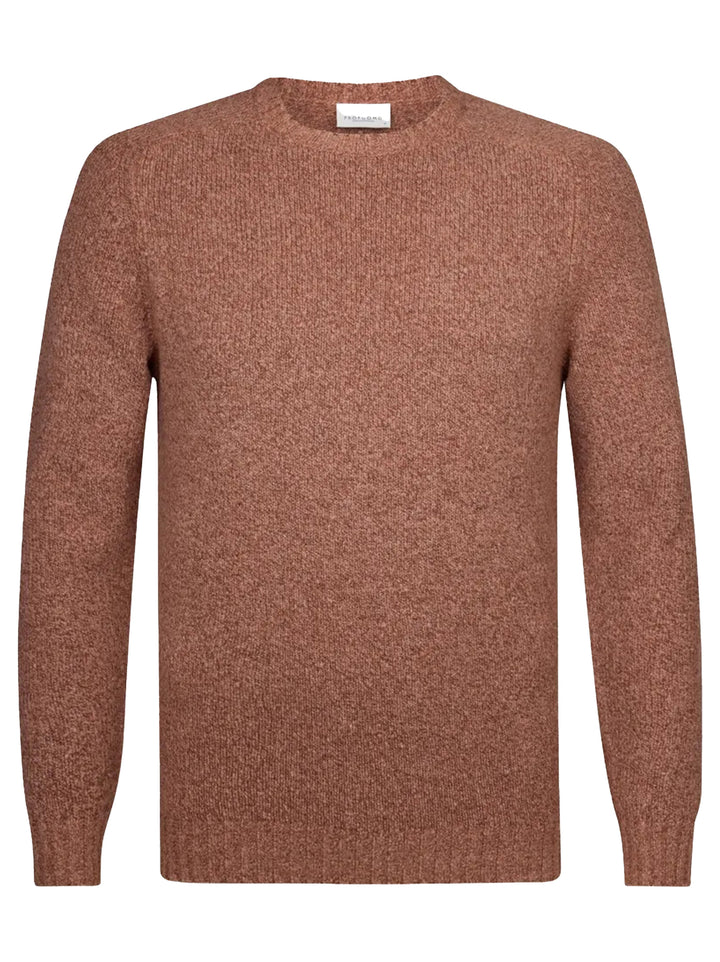 Profuomo rode boiled wollen crewneck-50% Wol / 28% Katoen / 21% Nylon / 1% Elastan-HEREN TRUIEN & VESTEN-Rood
