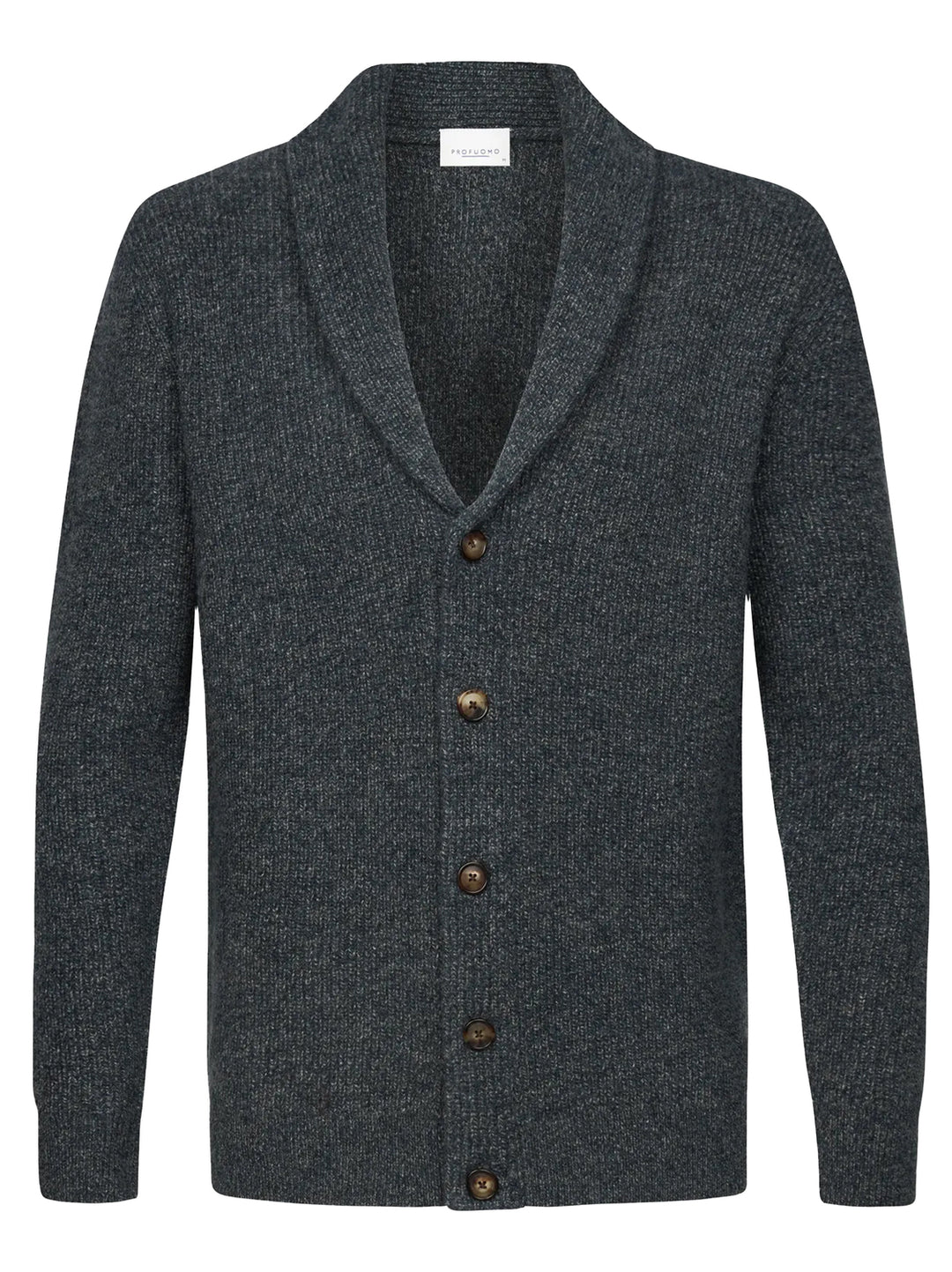 Profuomo Shawl Collar Cardigan – Blauw-80% wol, 20% polyamide-HEREN TRUIEN & VESTEN-Blauw