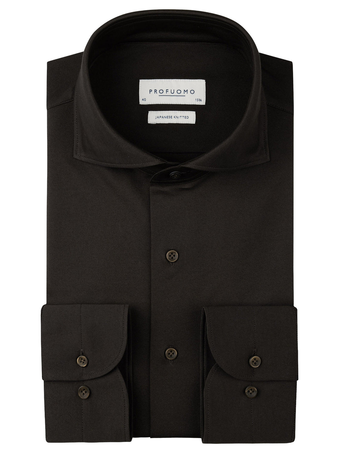 Profuomo Shirt X-cutaway – Bruin-50% katoen, 50% polyester-HEREN SHIRTS-Bruin