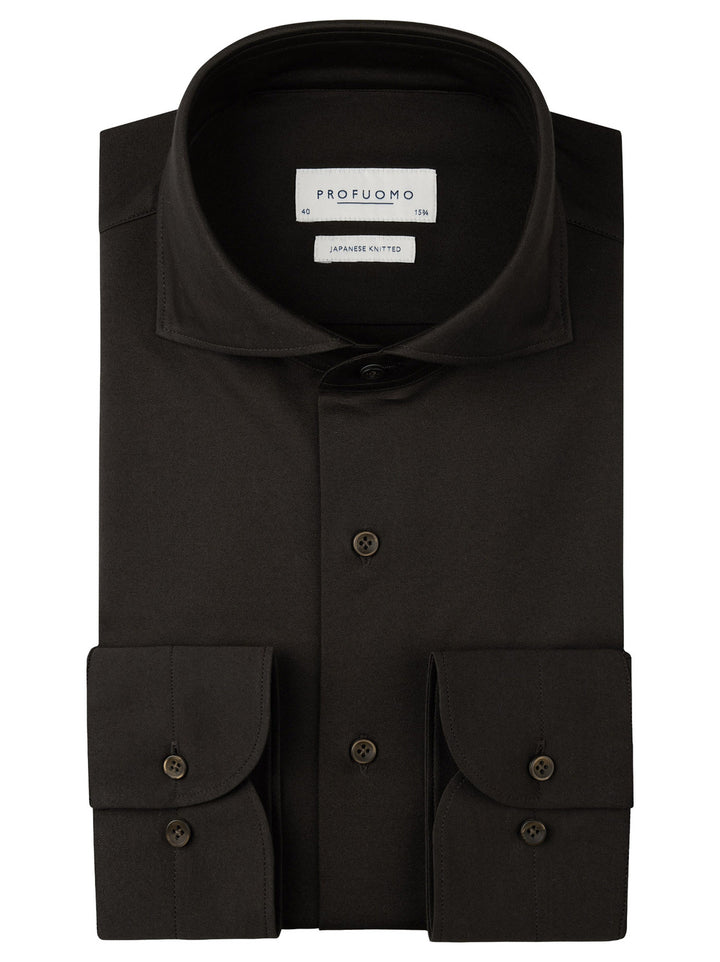 Profuomo Shirt X-cutaway – Bruin-50% katoen, 50% polyester-HEREN SHIRTS-Bruin