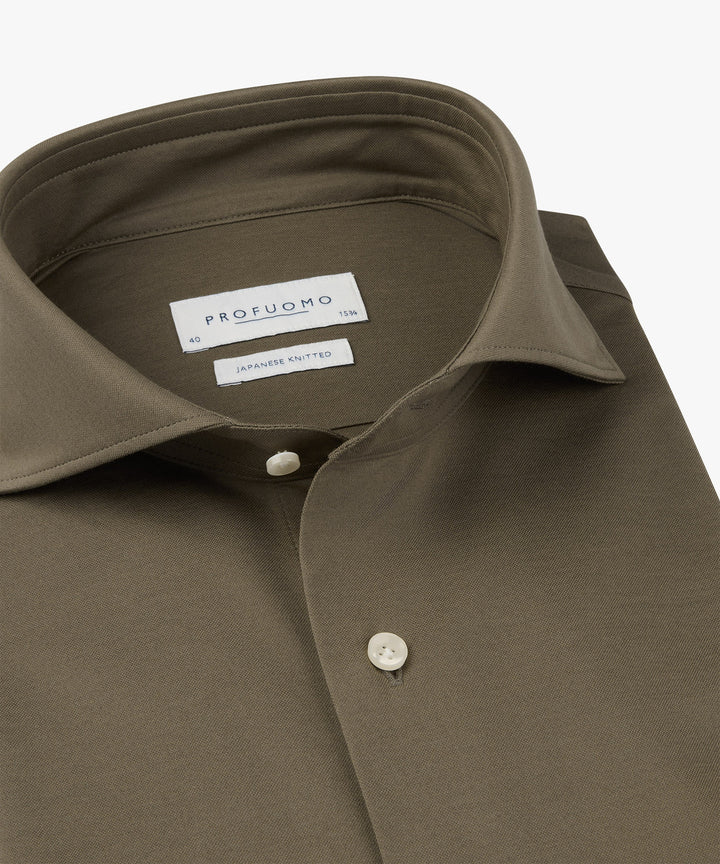  Profuomo Shirt X-cutaway – Bruin -50% katoen, 50% polyester-HEREN SHIRTS-Bruin