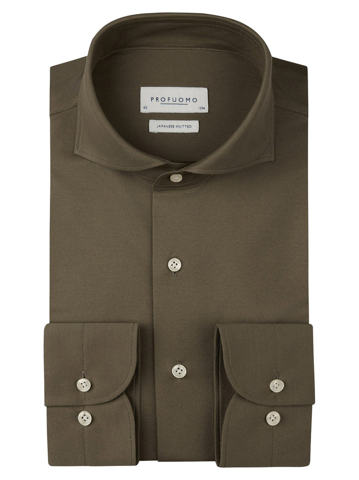  Profuomo Shirt X-cutaway – Bruin -50% katoen, 50% polyester-HEREN SHIRTS-Bruin