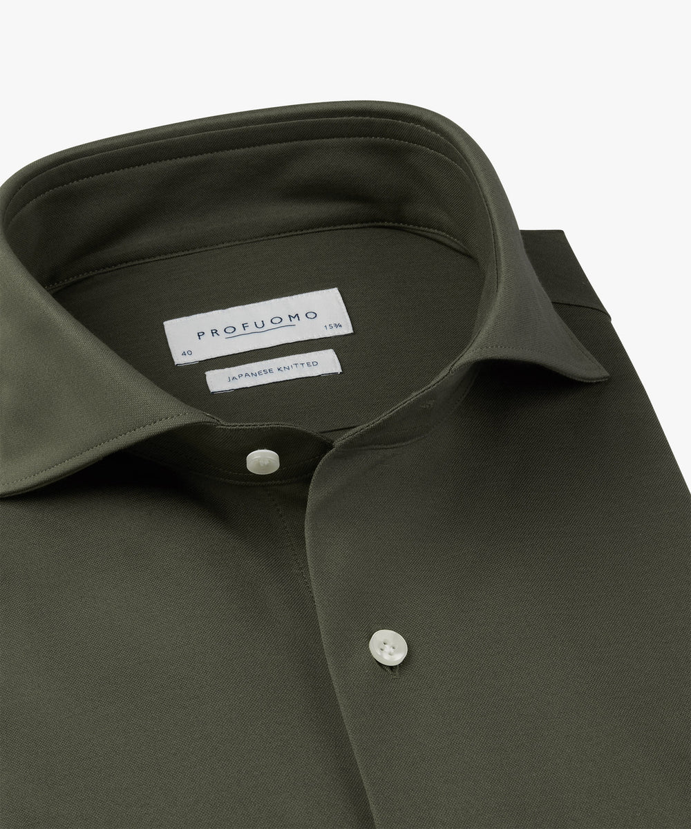 Profuomo Shirt X-cutaway – Groen-50% katoen, 50% polyester-HEREN SHIRTS-Groen
