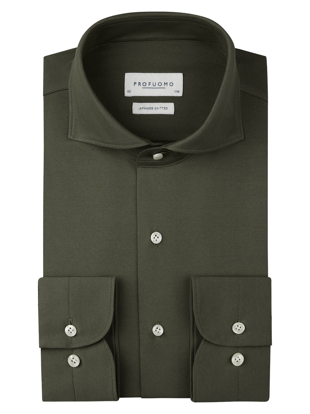 Profuomo Shirt X-cutaway – Groen-50% katoen, 50% polyester-HEREN SHIRTS-Groen