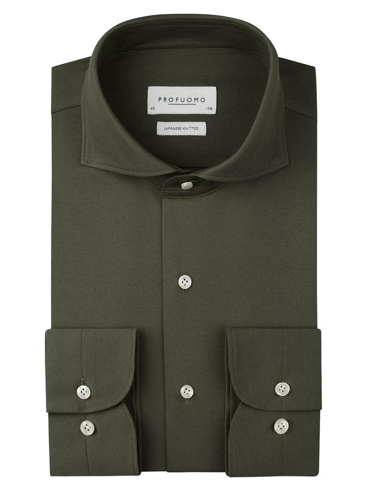 Profuomo Shirt X-cutaway – Groen-50% katoen, 50% polyester-HEREN SHIRTS-Groen