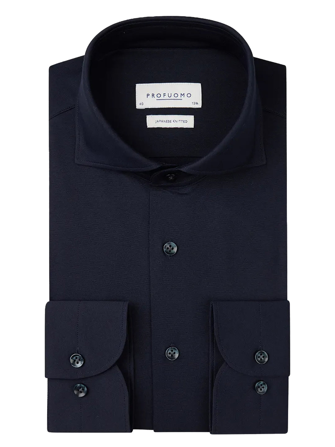Profuomo Shirt X-Cutaway – Navy-50% katoen, 50% polyester-HEREN SHIRTS-Blauw