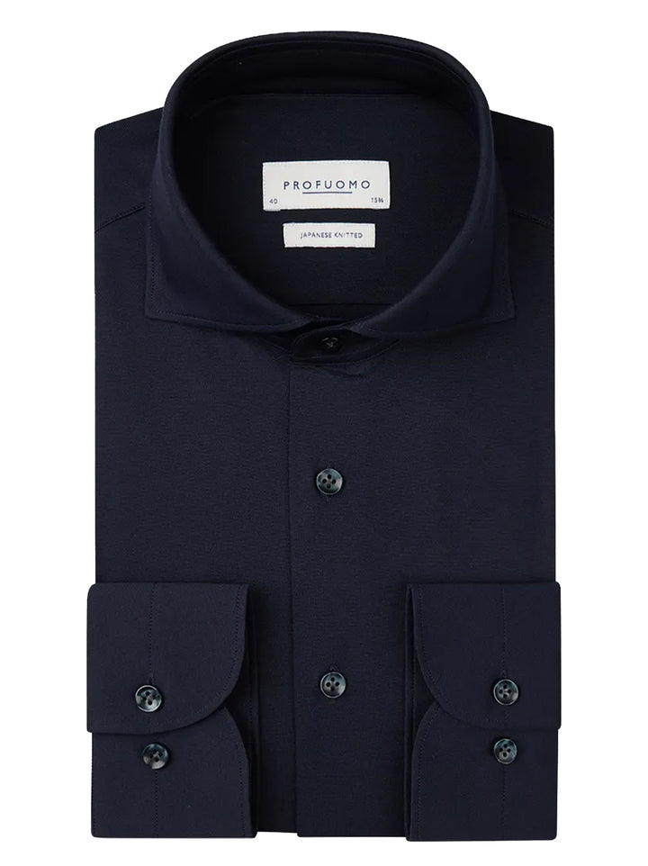 Profuomo Shirt X-Cutaway – Navy-50% katoen, 50% polyester-HEREN SHIRTS-Blauw
