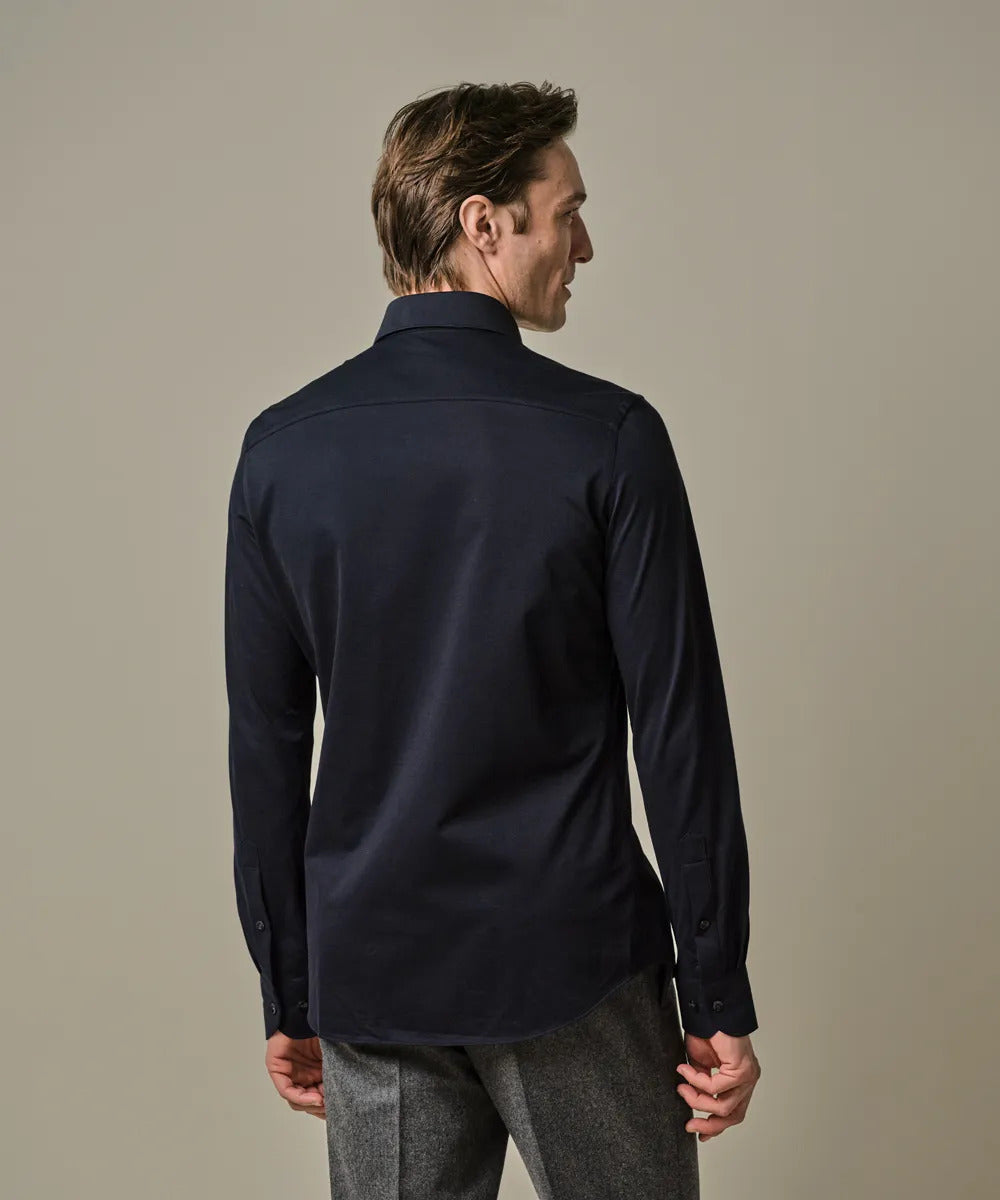 Profuomo Shirt X-Cutaway – Navy-50% katoen, 50% polyester-HEREN SHIRTS-Blauw