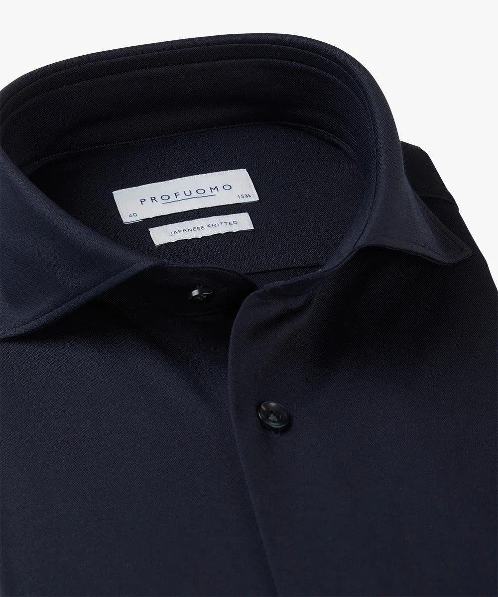 Profuomo Shirt X-Cutaway – Navy-50% katoen, 50% polyester-HEREN SHIRTS-Blauw