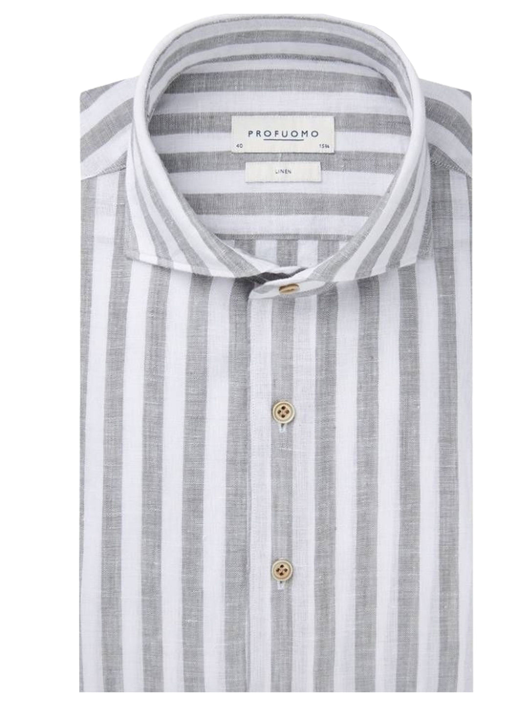 Profuomo Slim Fit Linnen Overhemd – Donkergroen-100% Linnen-HEREN SHIRTS-Groen