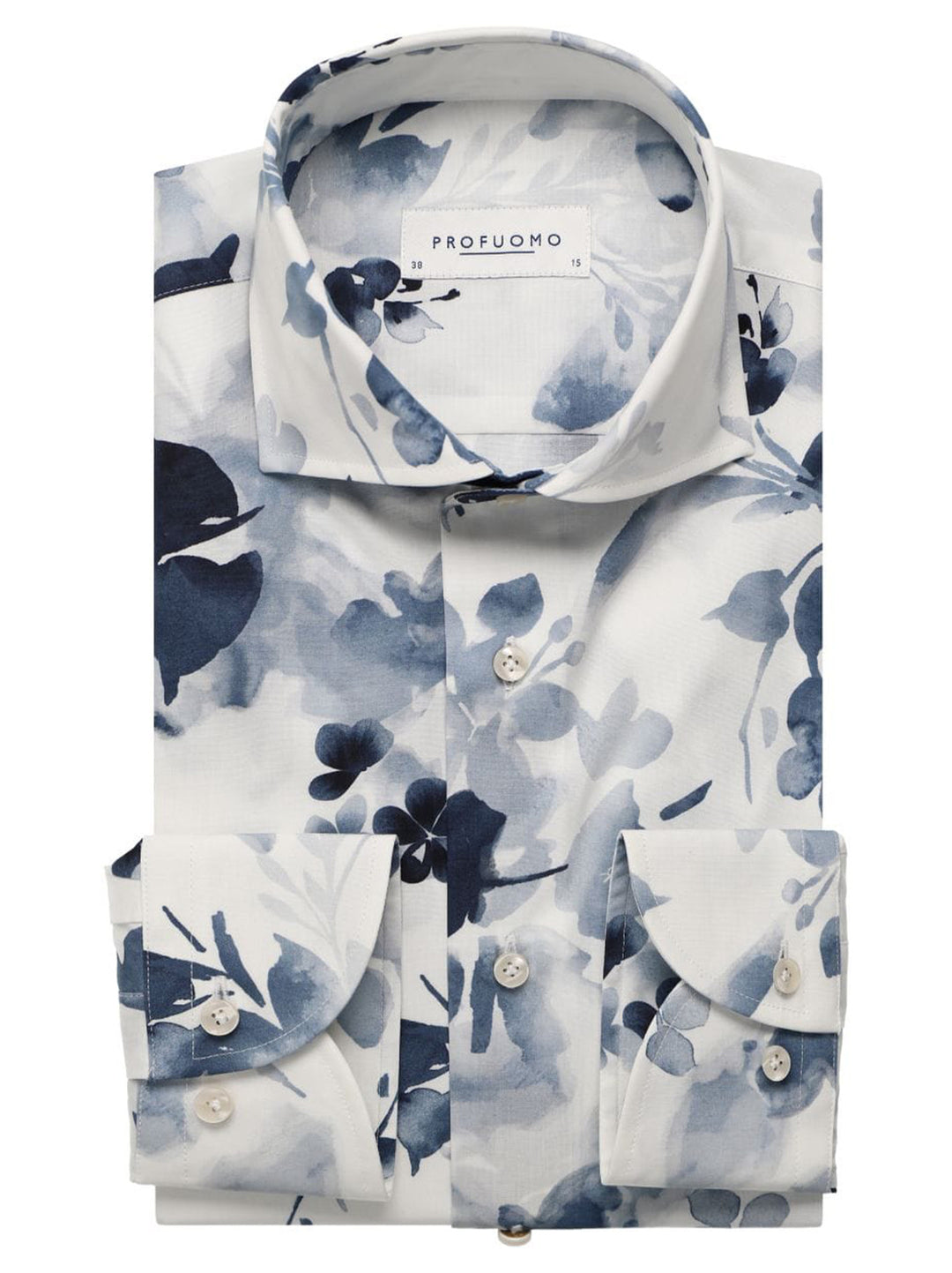 Profuomo Slim Fit Overhemd – Blauw-100% Katoen-HEREN SHIRTS-Blauw