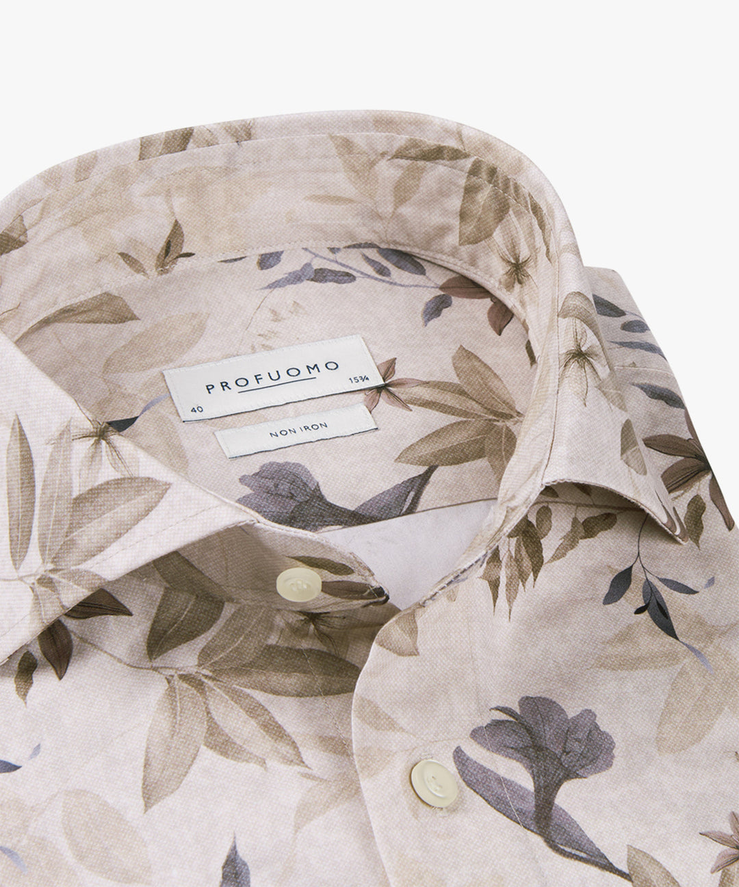 Profuomo slim fit popeline overhemd-100% Katoen-HEREN SHIRTS-Beige