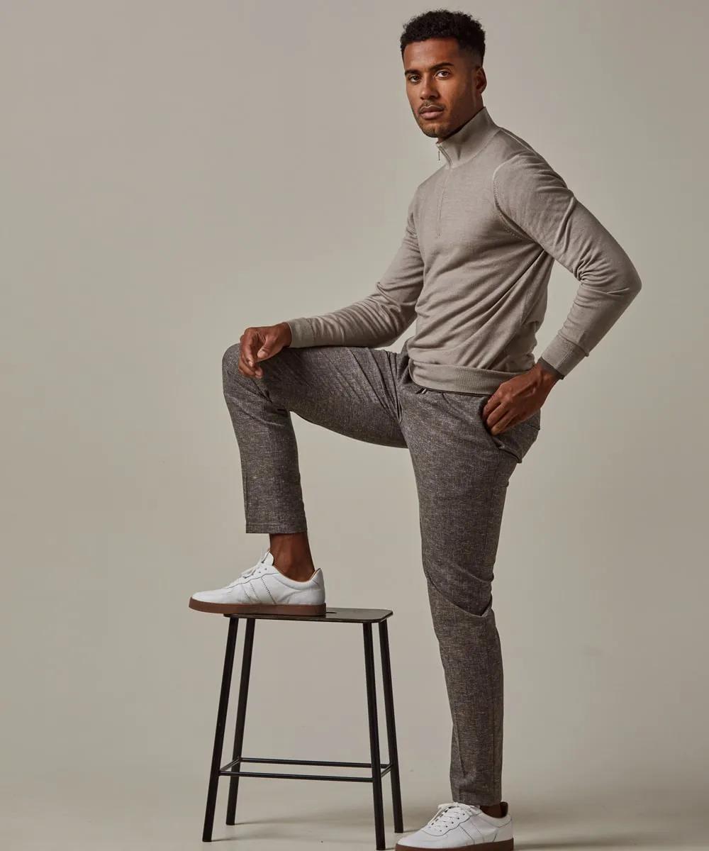 Profuomo slim pantalon linnen-56% polyester, 26% linnen, 16% viskose, 2% elasthaan-HEREN BROEKEN-Bruin