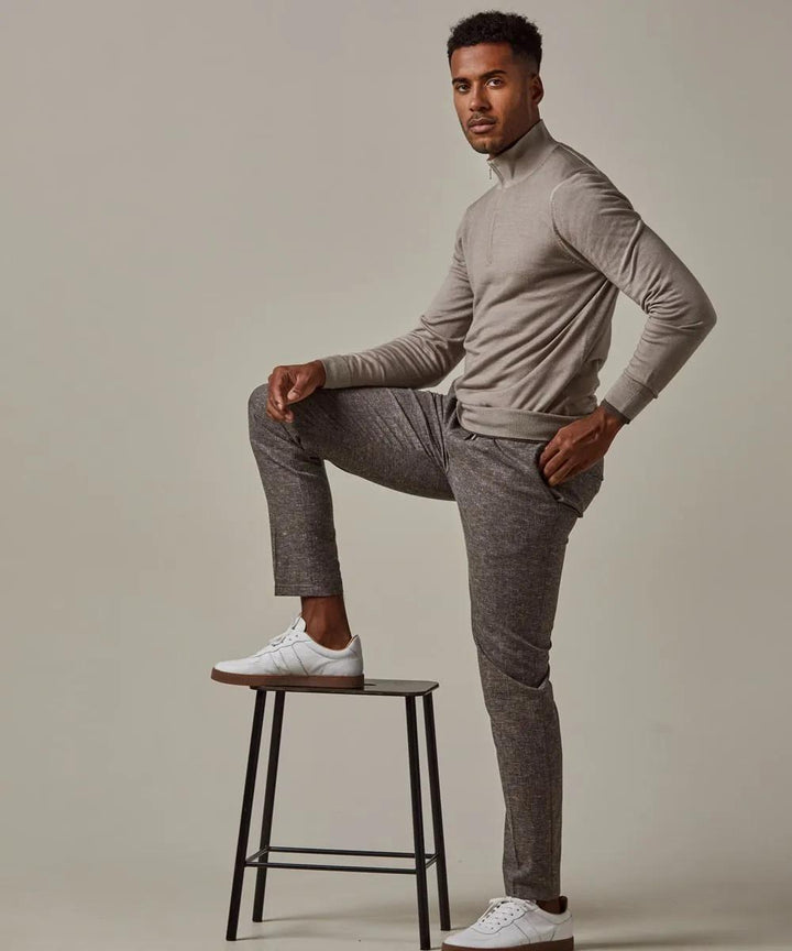 Profuomo slim pantalon linnen-56% polyester, 26% linnen, 16% viskose, 2% elasthaan-HEREN BROEKEN-Bruin