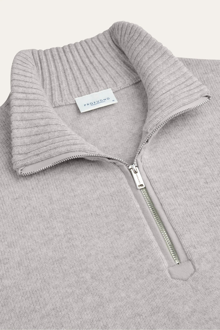 Profuomo Soft Wollen Half Zip – Grijs-100% wol-HEREN TRUIEN & VESTEN-Grijs