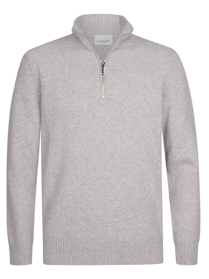 Profuomo Soft Wollen Half Zip – Grijs-100% wol-HEREN TRUIEN & VESTEN-Grijs