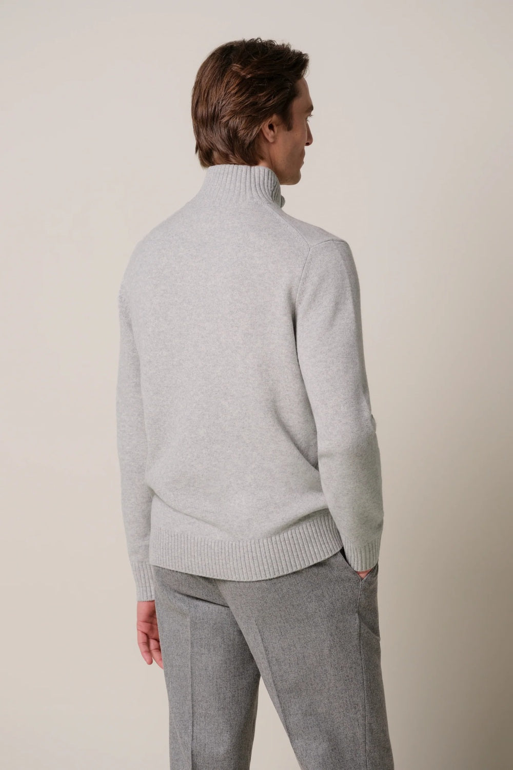 Profuomo Soft Wollen Half Zip – Grijs-100% wol-HEREN TRUIEN & VESTEN-Grijs