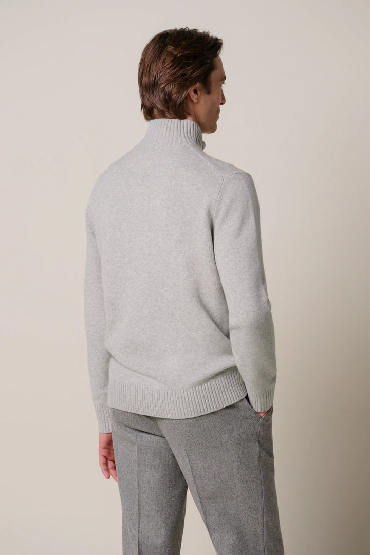 Profuomo Soft Wollen Half Zip – Grijs-100% wol-HEREN TRUIEN & VESTEN-Grijs