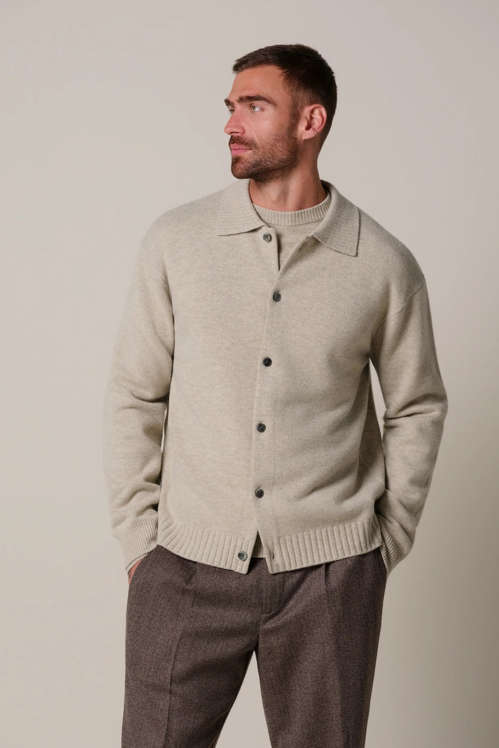 Profuomo Soft Wollen Vest – Beige-100% wol-HEREN TRUIEN & VESTEN-Beige