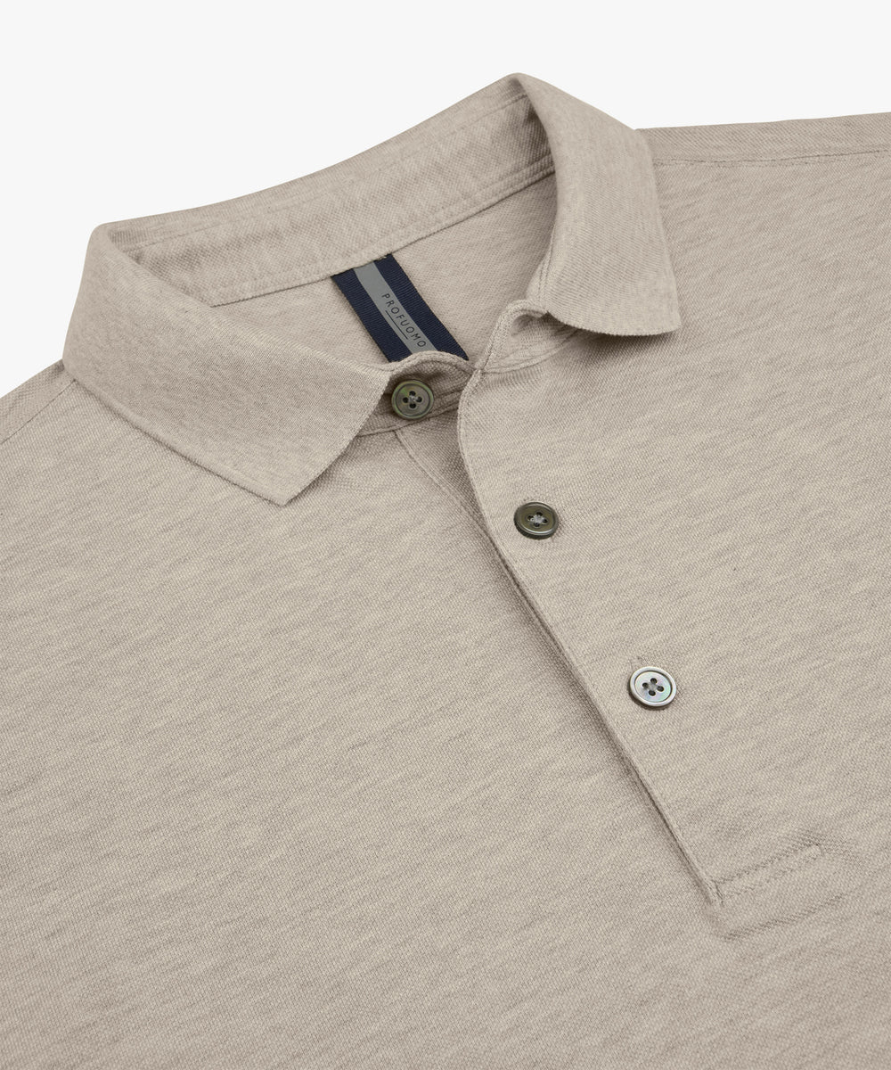 Profuomo Stretch Piqué Polo – Beige-100% katoen-HEREN POLO'S & T-SHIRTS-Beige