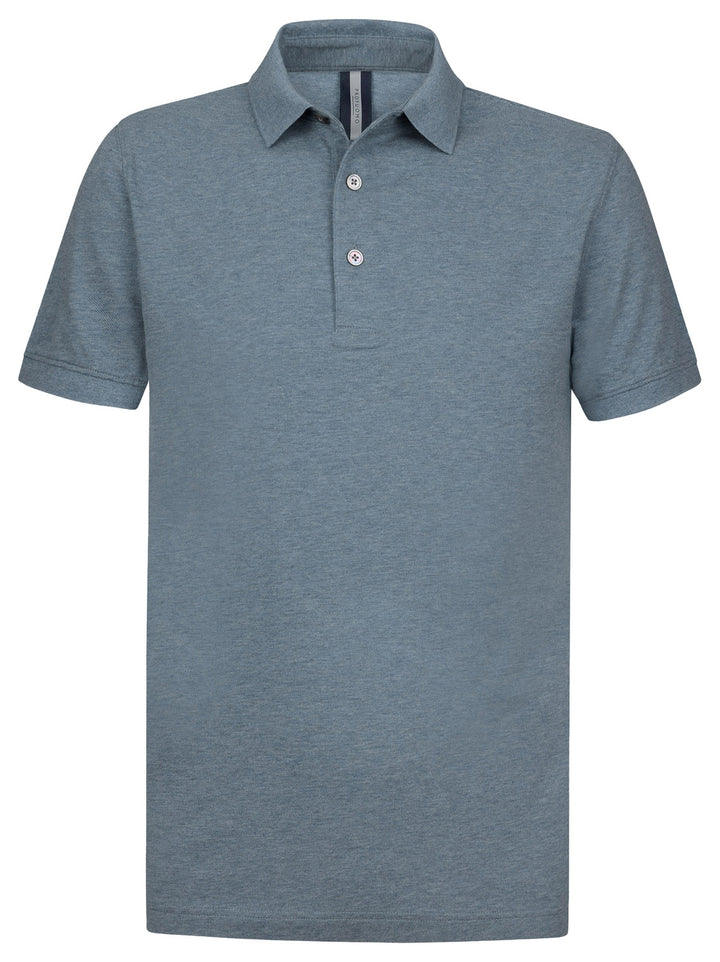 Profuomo Stretch Piqué Polo – Blauw-100% katoen-HEREN POLO'S & T-SHIRTS-Blauw