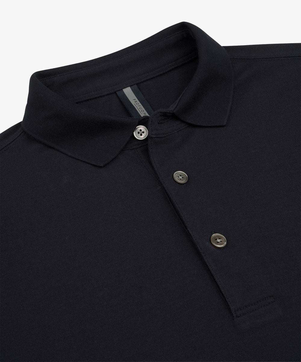 Profuomo Stretch Piqué Polo – Blauw-100% katoen-HEREN POLO'S & T-SHIRTS-Blauw