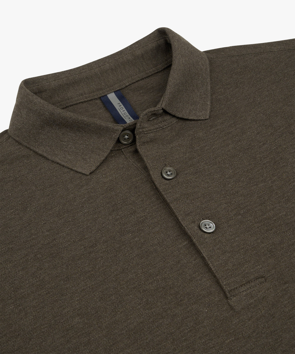 Profuomo Stretch Piqué Polo – Bruin-100% katoen-HEREN POLO'S & T-SHIRTS-Bruin