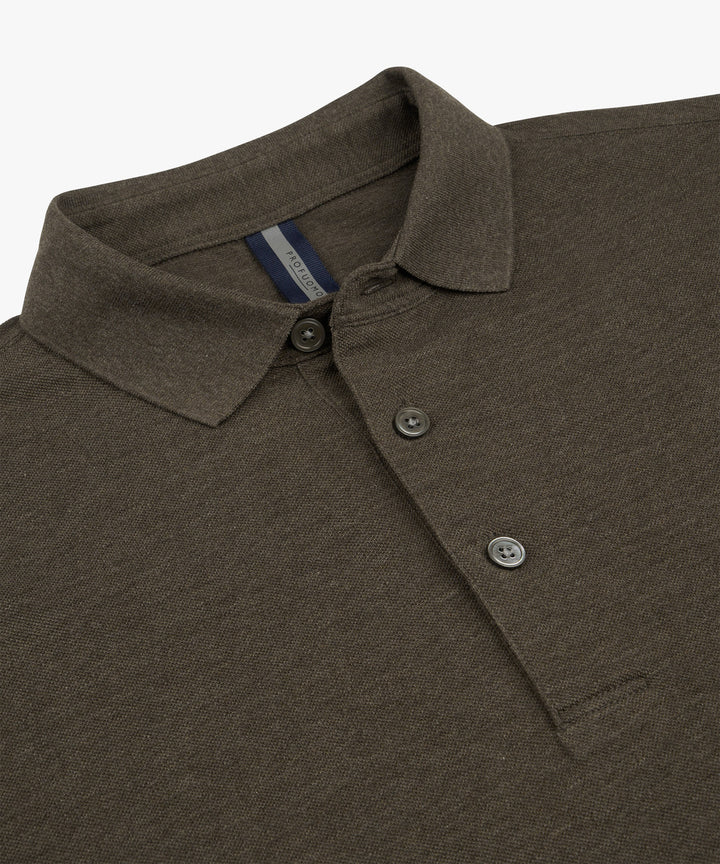 Profuomo Stretch Piqué Polo – Bruin-100% katoen-HEREN POLO'S & T-SHIRTS-Bruin