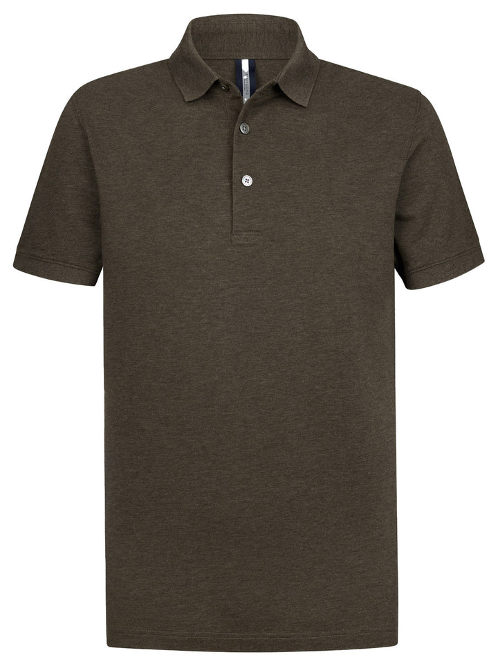 Profuomo Stretch Piqué Polo – Bruin-100% katoen-HEREN POLO'S & T-SHIRTS-Bruin