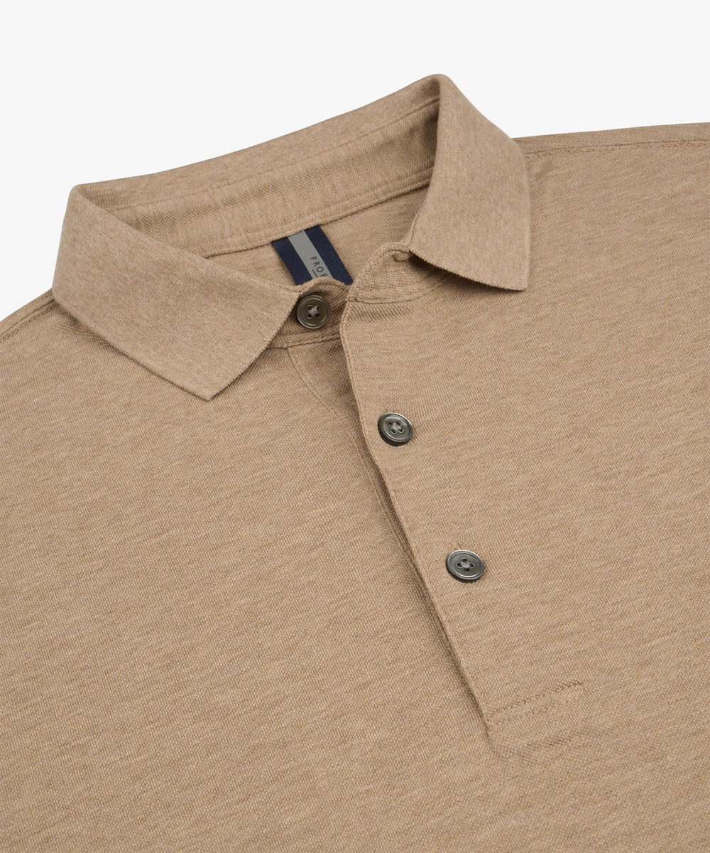 Profuomo Stretch Piqué Polo – Clay-100% katoen-HEREN POLO'S & T-SHIRTS-Beige