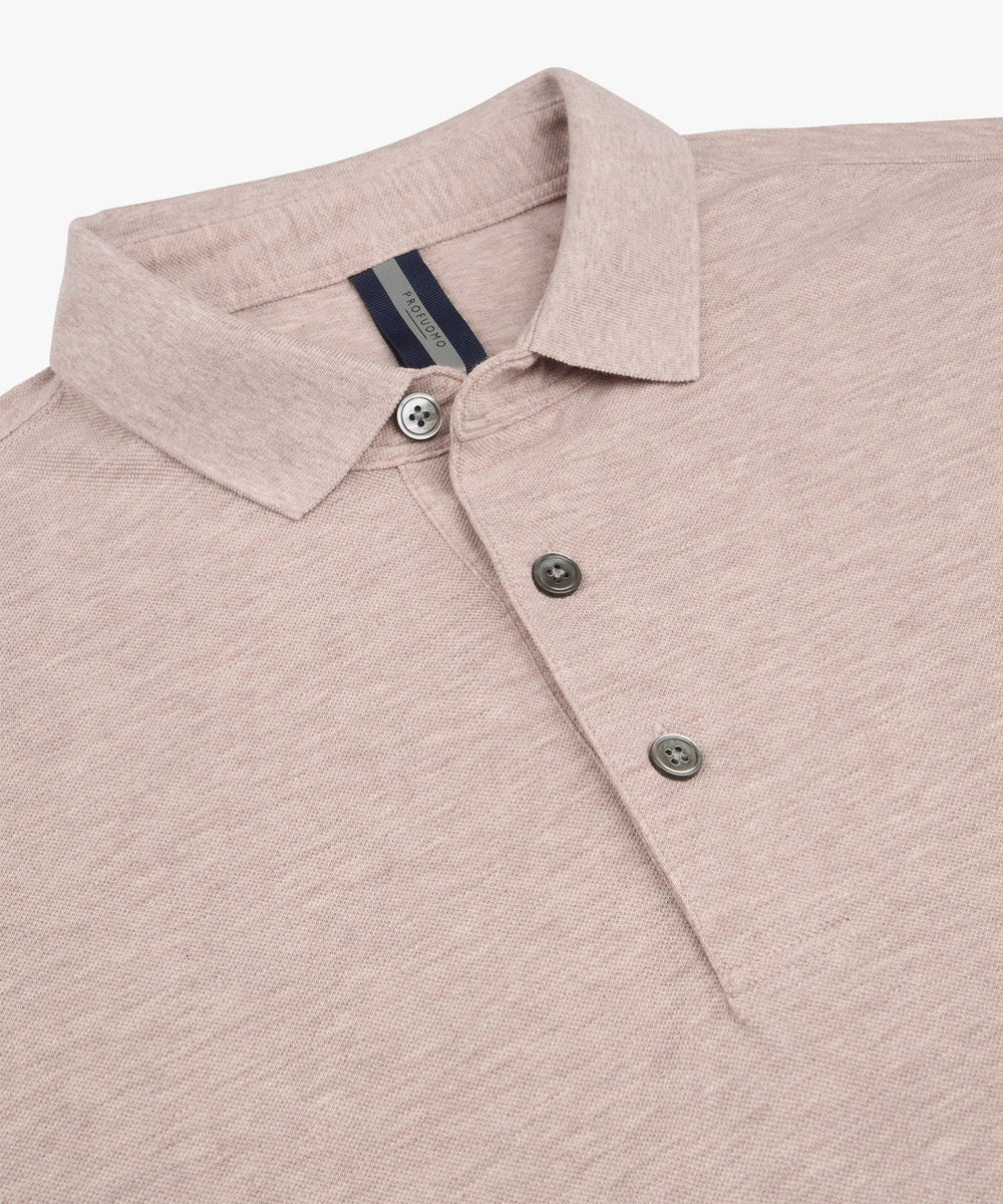 Profuomo Stretch Piqué Polo – Roze-100% katoen-HEREN POLO'S & T-SHIRTS-Roze
