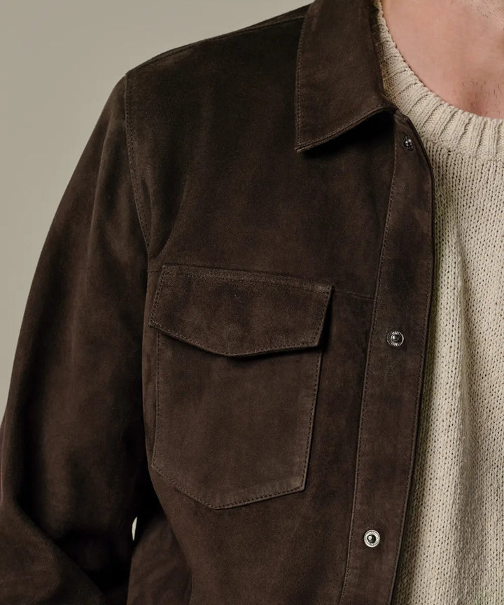 Profuomo Suède Overshirt – Bruin-100% leer-HEREN SHIRTS-Bruin