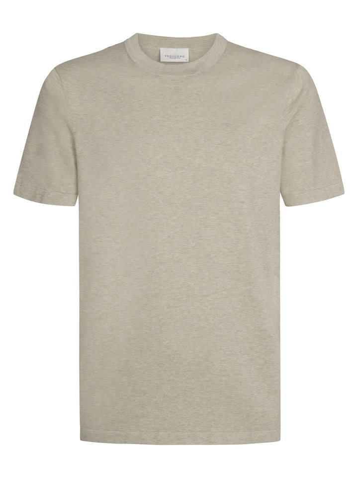 Profuomo T-shirt crew neck – Beige-100% katoen-HEREN POLO'S & T-SHIRTS-Beige