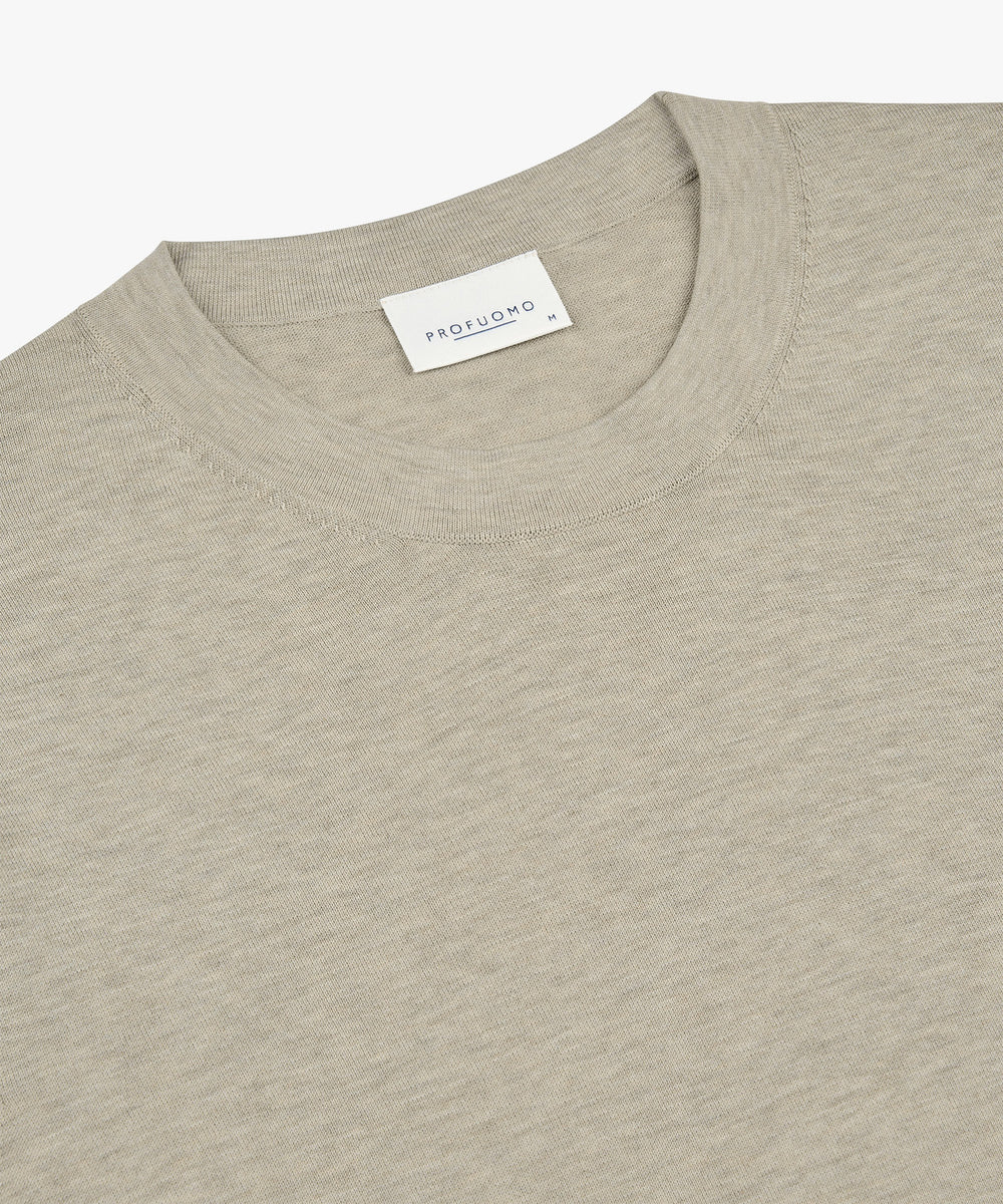 Profuomo T-shirt crew neck – Beige-100% katoen-HEREN POLO'S & T-SHIRTS-Beige
