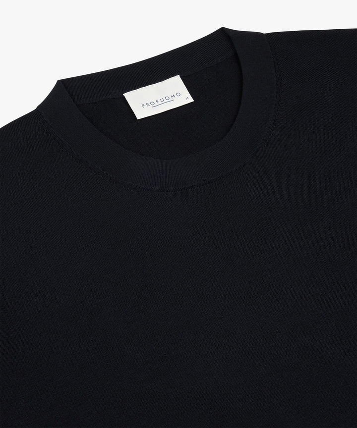 Profuomo T-shirt crew neck – Blauw-100% katoen-HEREN POLO'S & T-SHIRTS-Blauw