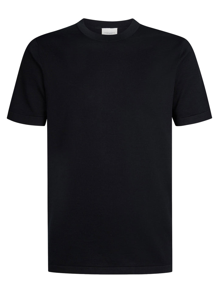 Profuomo T-shirt crew neck – Blauw-100% katoen-HEREN POLO'S & T-SHIRTS-Blauw