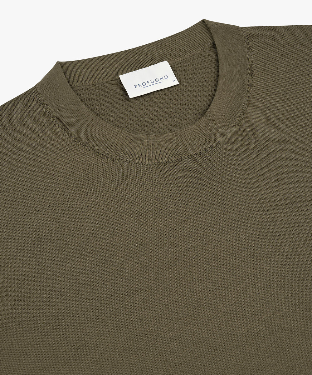 Profuomo T-shirt crew neck – Bruin -100% katoen-HEREN POLO'S & T-SHIRTS-Bruin