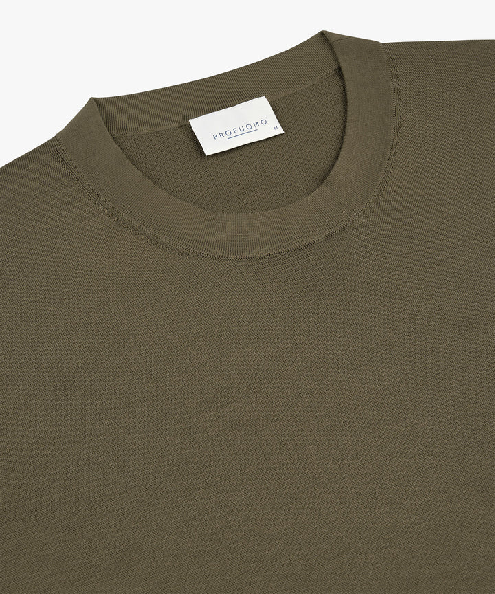 Profuomo T-shirt crew neck – Bruin -100% katoen-HEREN POLO'S & T-SHIRTS-Bruin