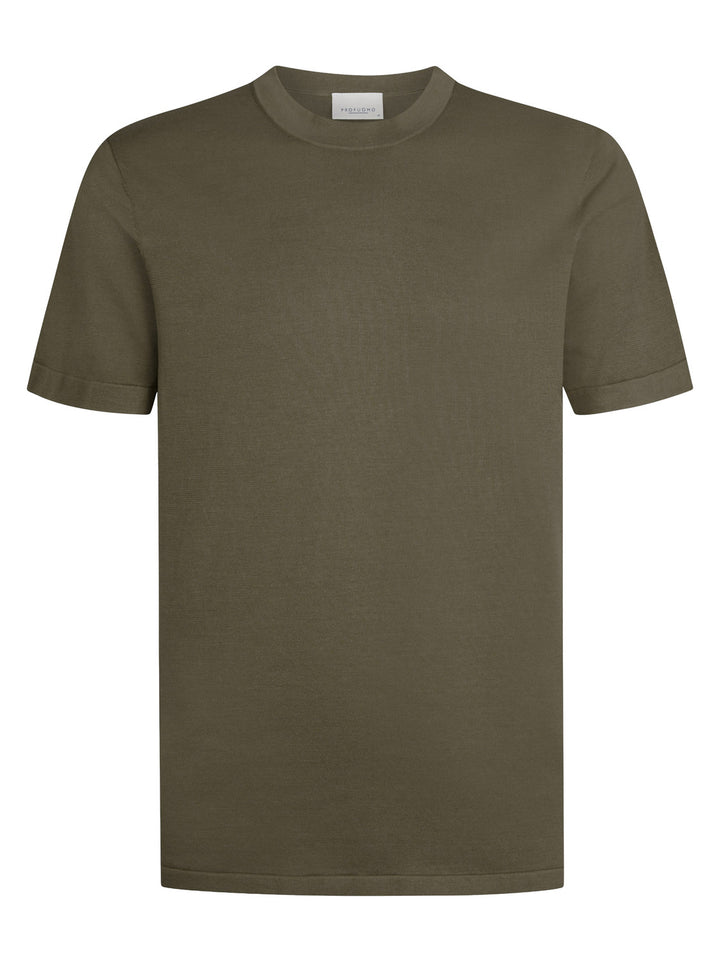 Profuomo T-shirt crew neck – Bruin -100% katoen-HEREN POLO'S & T-SHIRTS-Bruin