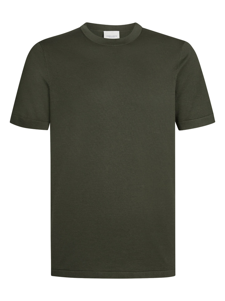 Profuomo T-shirt crew neck – Groen-100% katoen-HEREN POLO'S & T-SHIRTS-Groen