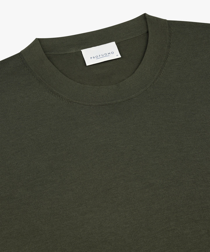 Profuomo T-shirt crew neck – Groen-100% katoen-HEREN POLO'S & T-SHIRTS-Groen