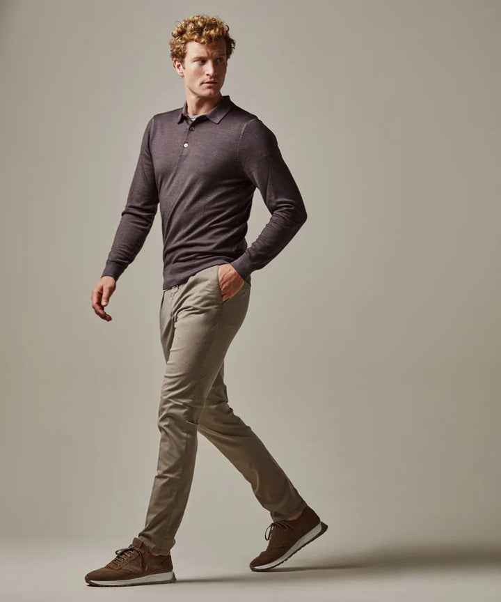 Profuomo taupe slim fit chino-68% lyocell, 29% katoen, 3% elasthaan-HEREN BROEKEN-Bruin