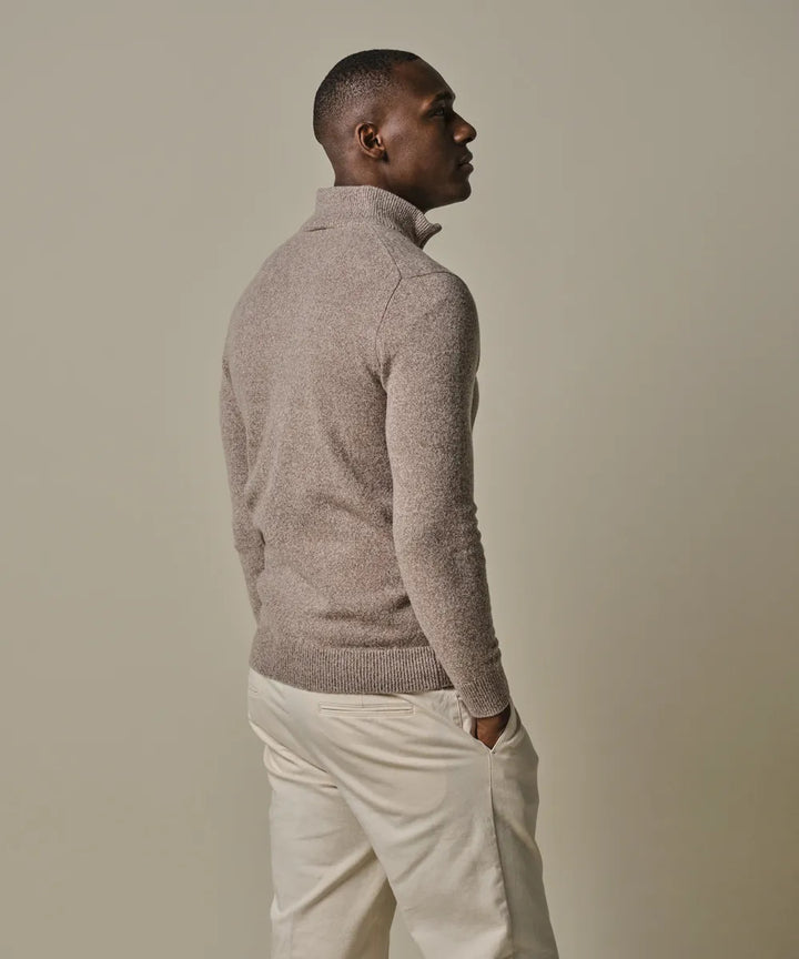 Profuomo Taupe Wollen Half‑Zip Trui – Beige-80% wol, 20% polyamide-HEREN TRUIEN & VESTEN-Beige