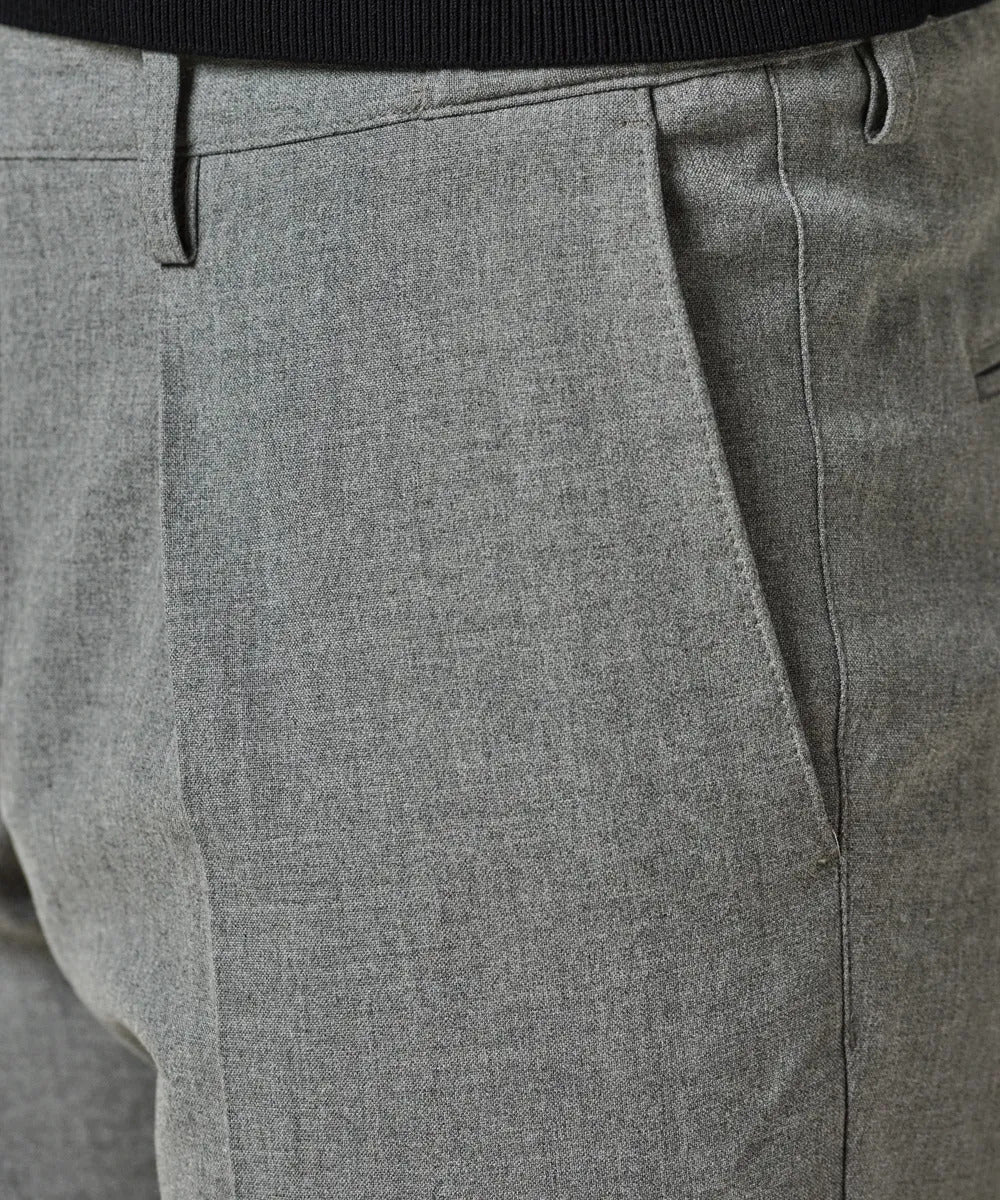 Profuomo Tech Broek – Grijs Melange-62% polyester, 33% viscose, 5% elastaan-HEREN BROEKEN-Grijs